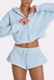 Mid Rise Shorts in Powder Blue