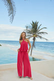 Cross Neck Jumpsuit Red