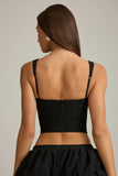 Cut Out Bow Detail Corset Top in Black