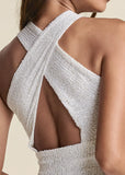 Sequin Keyhole Gown White