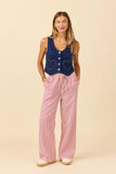 Amanda Pink Textured Striped Pants