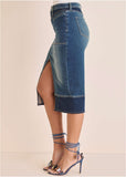 Denim Midi Skirt Medium Dark Wash