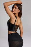 Vinyl Lace Up Corset Top in Black