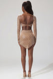 Embellished Asymmetric Crop Top in Almond