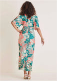 Twist Front Maxi Dress Tropicana Peach Floral