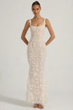 Embellished Appliqué Soft Scoop Corset Gown in White