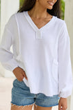 Jenna White Gauze V Neck Tunic