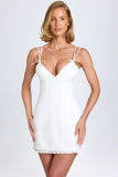 Bow Detail Pleated Mini Dress in White