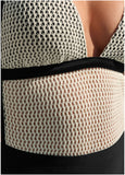 Crochet Open Back Swimsuit Cream