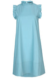 Ruffle Trim Mini Dress Blue