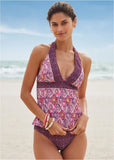 Athens Halter Tankini Top Royal Mosaic