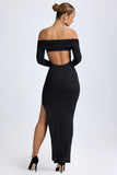 Modal Off Shoulder Open Back Maxi Dress in Black