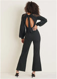 Ponte Lace Detail Jumpsuit Jet Black