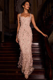 Embellished Appliqué Soft Scoop Corset Gown in Gold