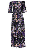 Off The Shoulder Maxi Dress Purple Multi