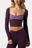 Soft Active Twist Front Crop Top in Plum
