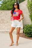 Red American Flag Sweater Top