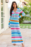 Multi Stripe Crochet Cover Up Dress