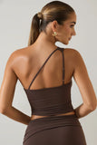 Modal One Shoulder Top in Chocolate Brown