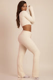 Fluffy Knit Wide Leg Trousers in Ivory