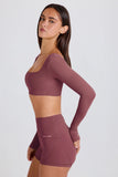 Long Sleeve Crop Top in Acai