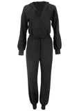Casual Hooded Jumpsuit Jet Black