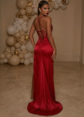 Worth Waiting For Cross Back Gown Red