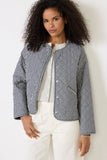 Cashel Check Collarless Quilted Jacket