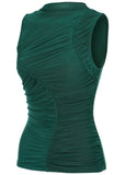 Ruched Mesh Top Tropical Green