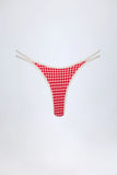 Double Strap Cheeky Bikini Bottoms in Red Gingham
