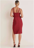Side Slit Bandage Dress Dark Red