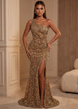 Elegant Energy One Shoulder Gown Gold