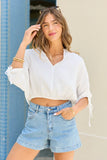 Cora Ivory Daisy Embroidered Gauze Top