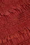 Ruffled Mid Rise Maxi Skirt in Burnt Red