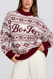 Jacquard Knit Oversized Jumper in Crimson Red
