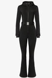 Waterproof Hooded Fitted Ski Suit in Black