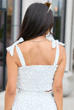 Madi Blue Floral Print Smocked Top