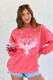 America Eagle Light Red Graphic Sweatshirt