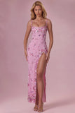 Embellished Corset Maxi Dress in Candyfloss Pink