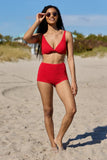 Coastal Darling Red High Waisted Bikini Bottom