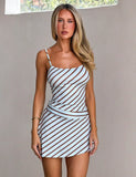 TAYVEN MINI DRESS BROWN AND BLUE STRIPE