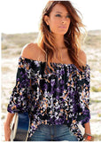 Bell Sleeve Printed Top Purple Multi