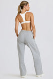 Mid Rise Straight Leg Joggers in Grey Marl