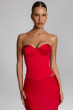 Lace Up Corset Top in Fire Red