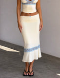 CALINA LACE PANEL MIDI SKIRT CREAM