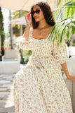 Thalia Neutral Floral Smocked Top Dress SALE
