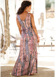 Tiered Maxi Dress Pink Red