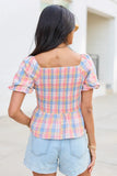 Remington Pink Plaid Twist Bust Top