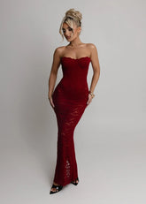 Rumour Has It Lace Maxi Dress Wine