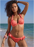 Lace Goddess Push Up Halter Top Coral